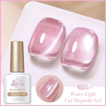 Qfdian 10ml Rainbow Purple Water Light Cat Magnetic Gel Nail Polish Shining Super Sliver-light Holographics Soak Off UV Gel